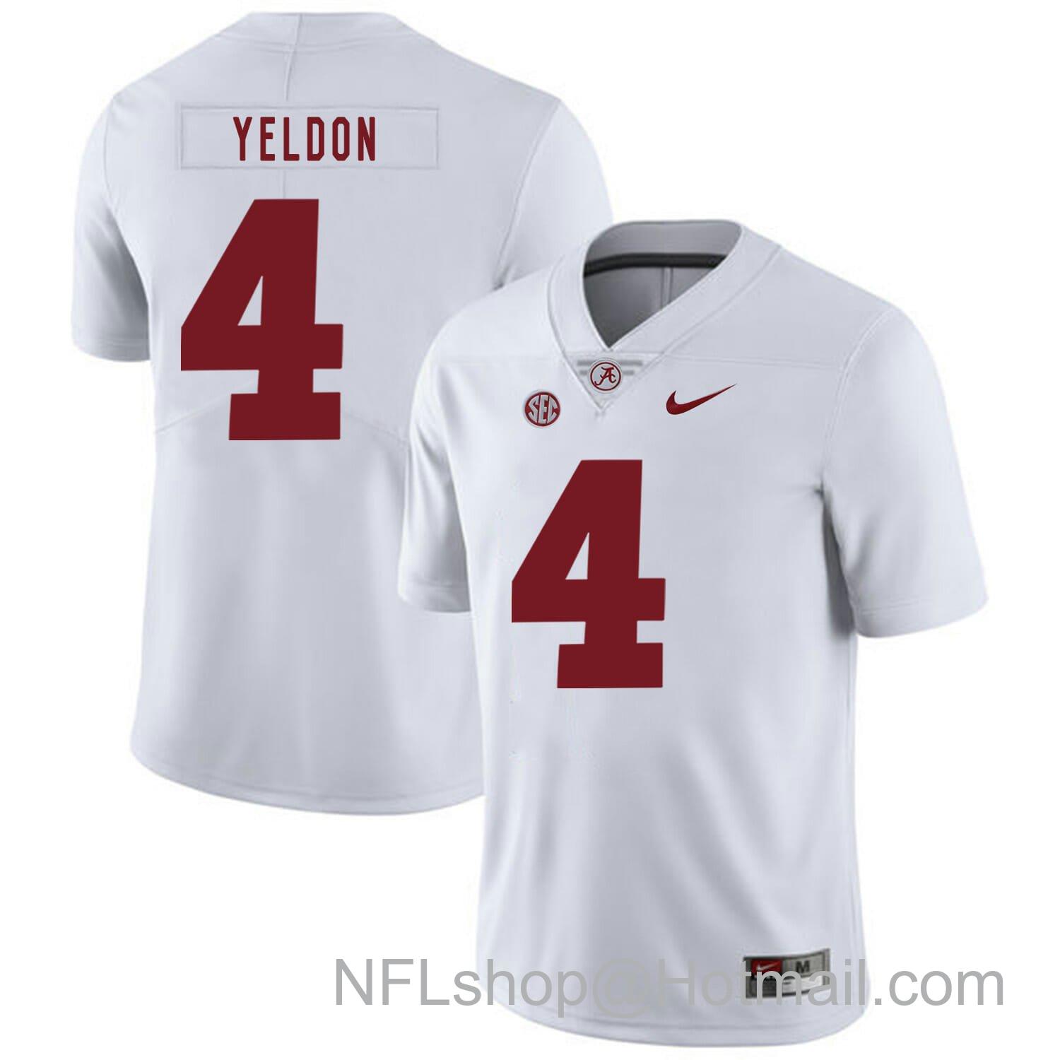 Men's Nike Alabama Crimson Tide #4 TJ Yeldon College Football Jersey White