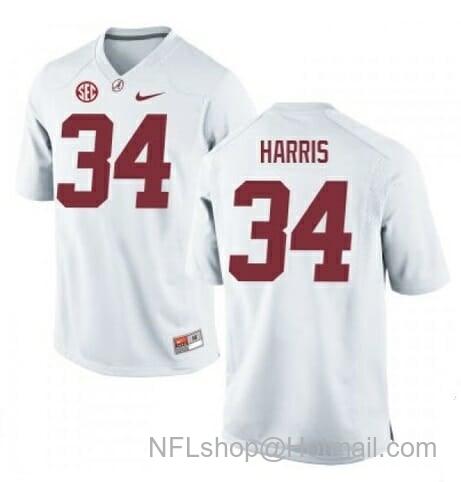 Men's Nike Alabama Crimson Tide #34 Damien Harris NCAA Football Jersey White