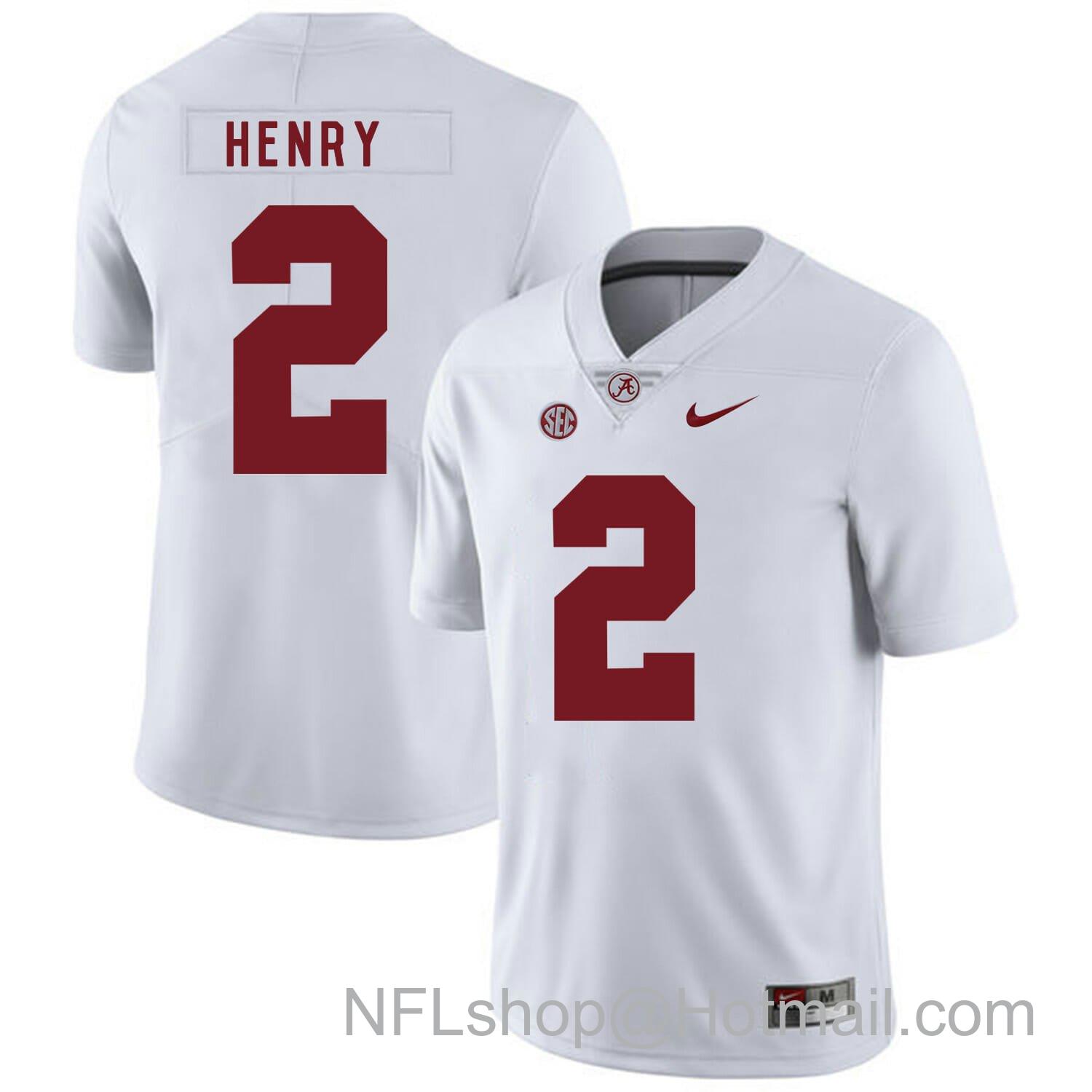 Men's Nike Alabama Crimson Tide #2 Derrick Henry College Football Jersey White