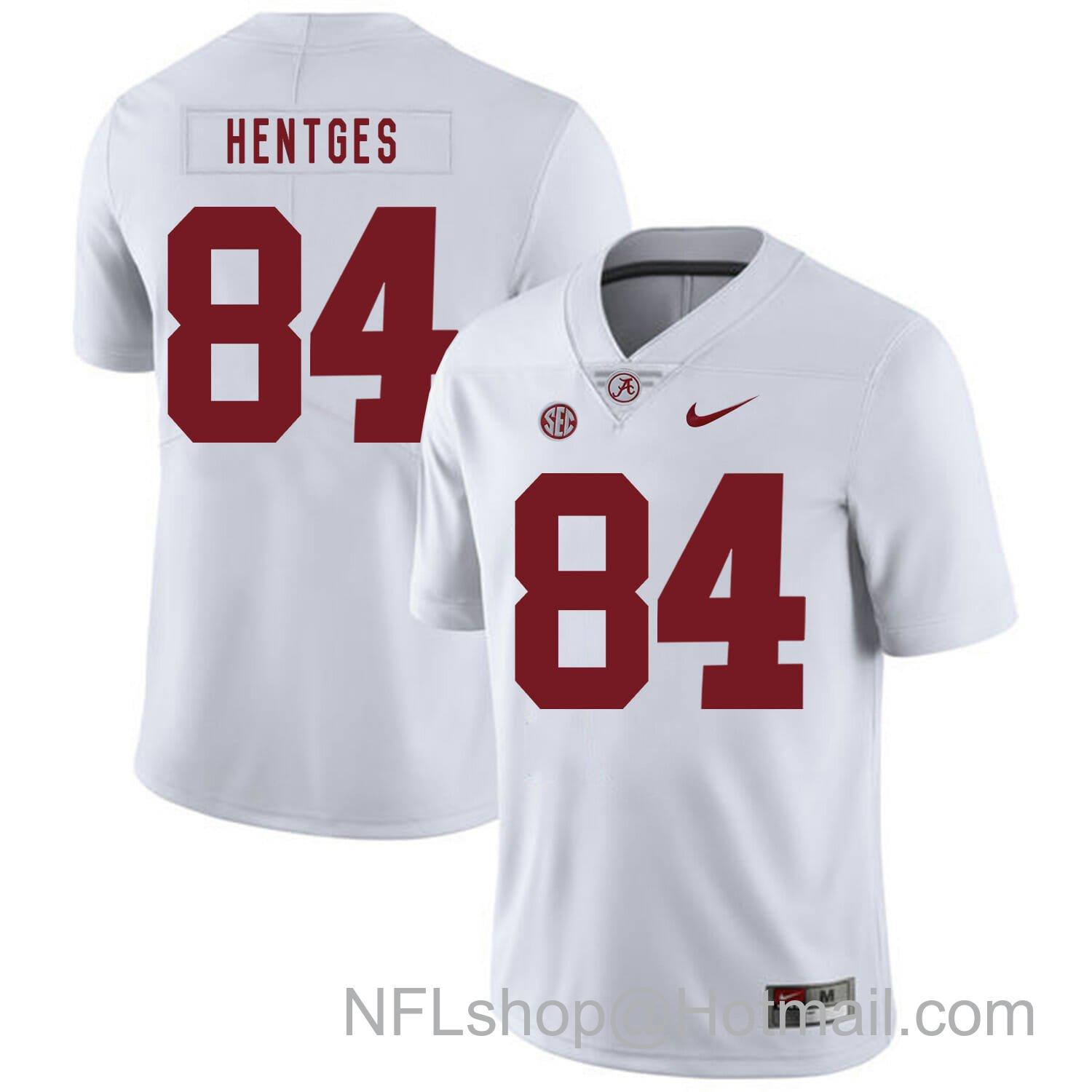 Men's Nike Alabama Crimson Tide #84 Hale Hentges College Football Jersey White