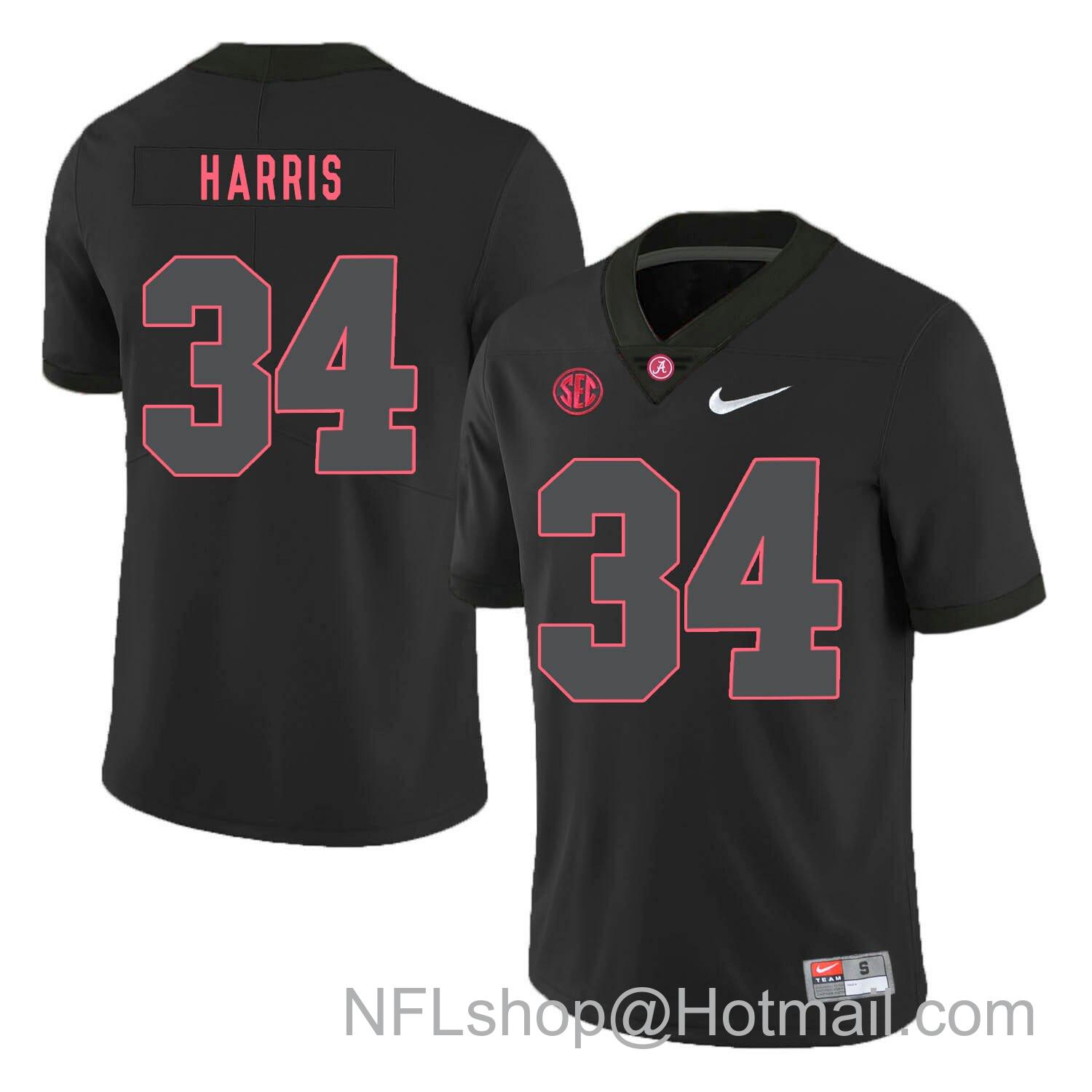 Men's Nike Alabama Crimson Tide #34 Damien Harris College Football Jersey Black