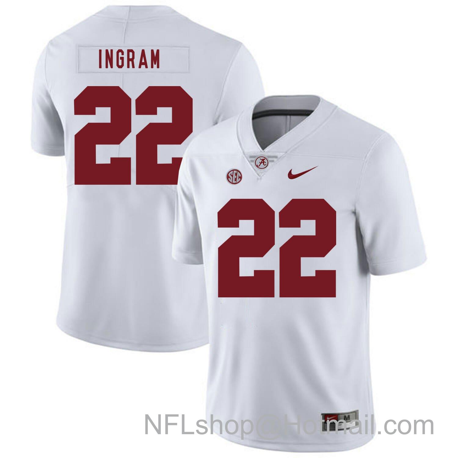 Men's Nike Alabama Crimson Tide #22 Mark Ingram College Football Jersey White