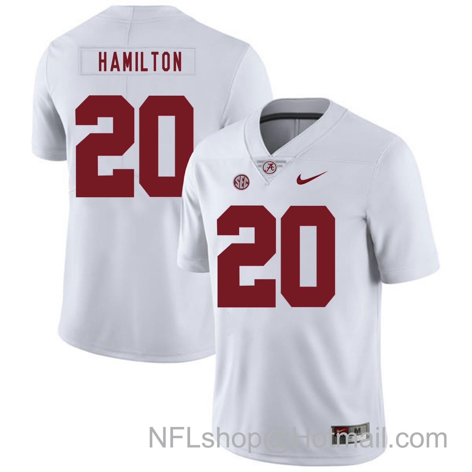 Men's Nike Alabama Crimson Tide #20 Shaun Dion Hamilton Football Jersey White