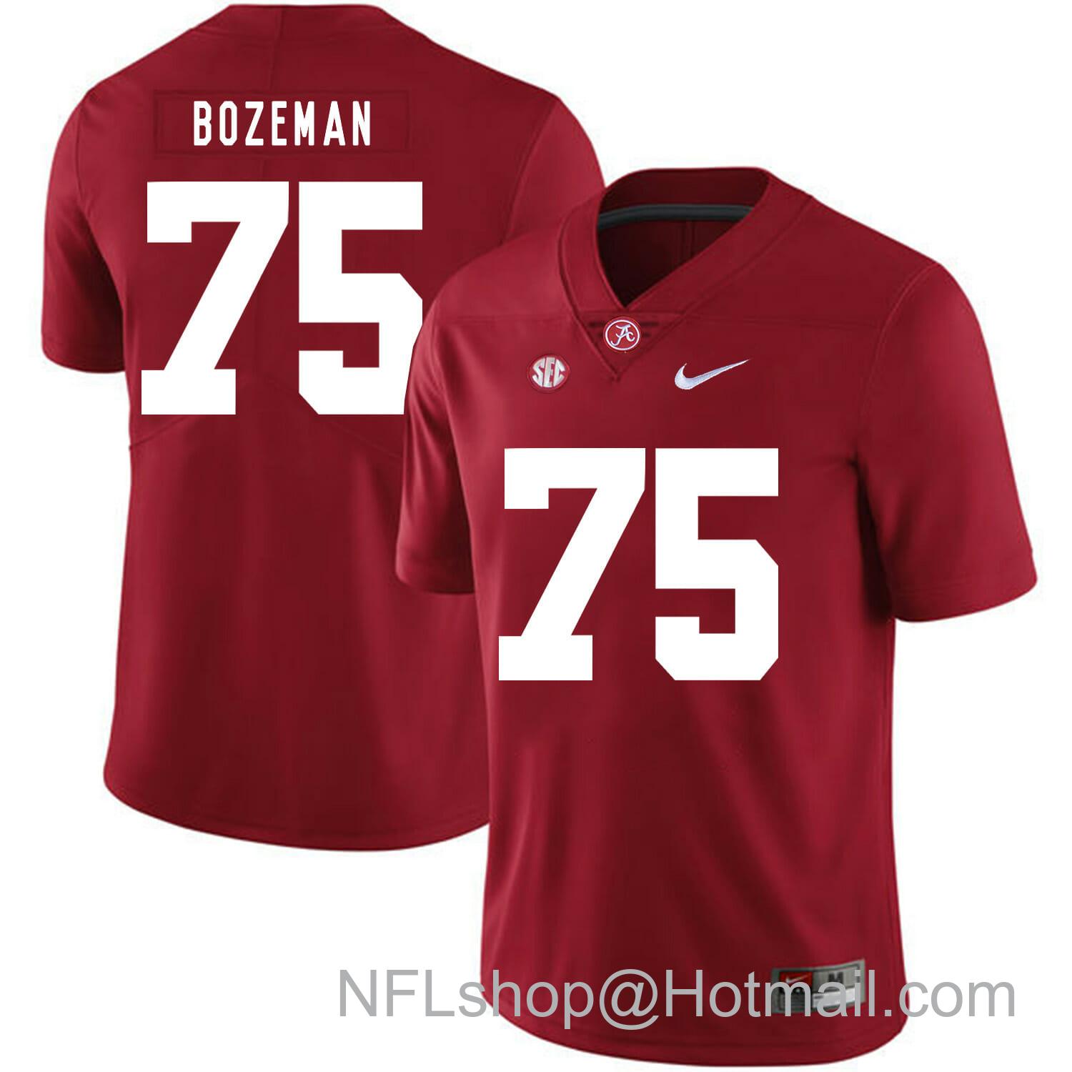 Men's Nike Alabama Crimson Tide #75 Bradley Bozeman College Football Jersey Red