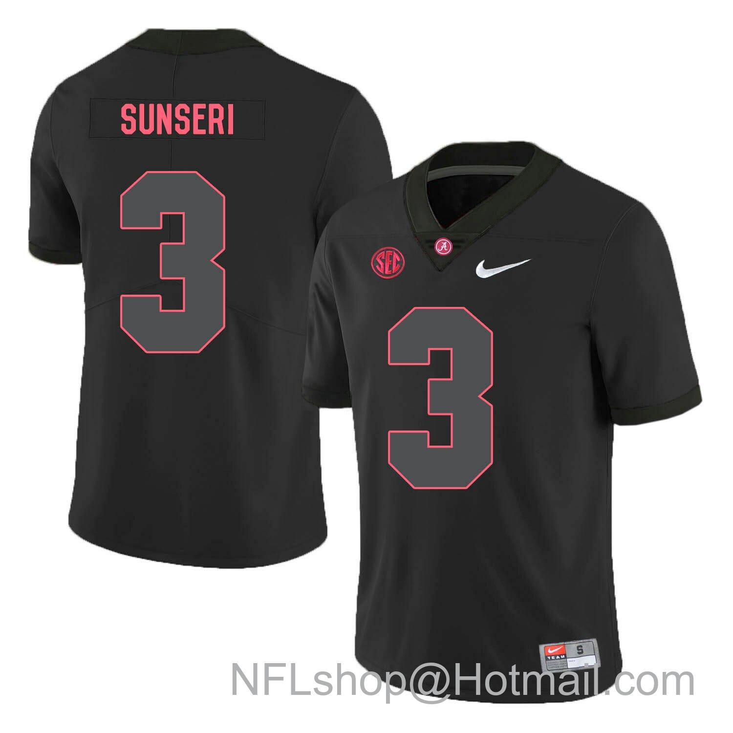 Men's Nike Alabama Crimson Tide #3 Vinnie Sunseri College Football Jersey Black