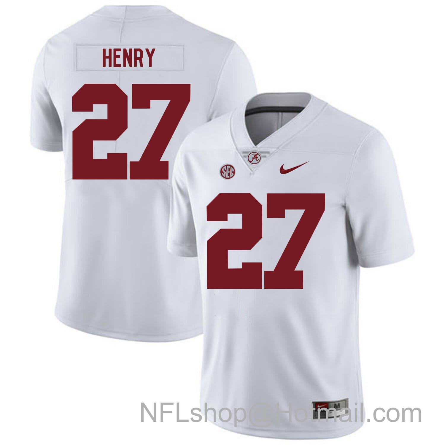 Men's Nike Alabama Crimson Tide #27 Derrick Henry College Football Jersey White