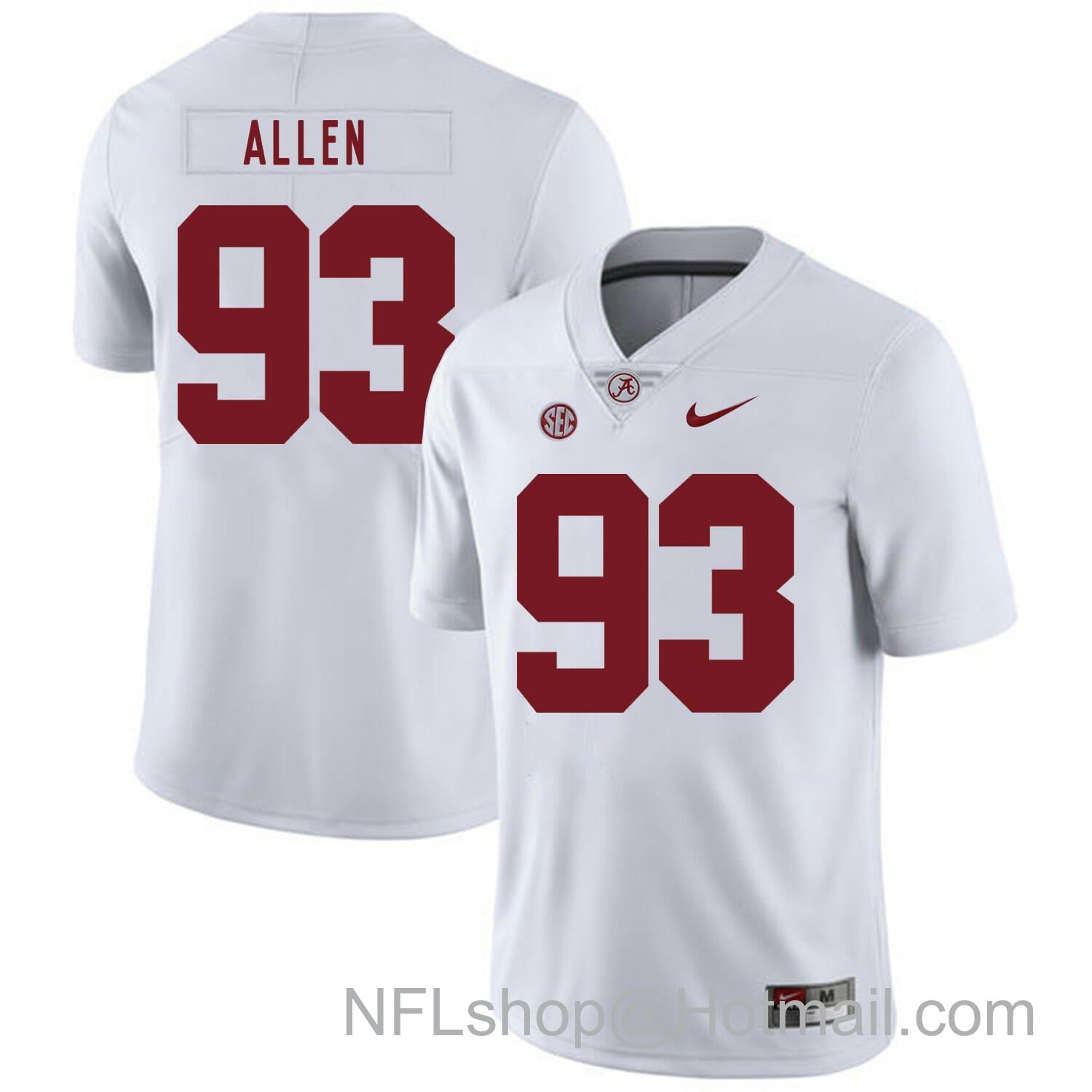 Men's Nike Alabama Crimson Tide #93 Jonathan Allen College Football Jersey White