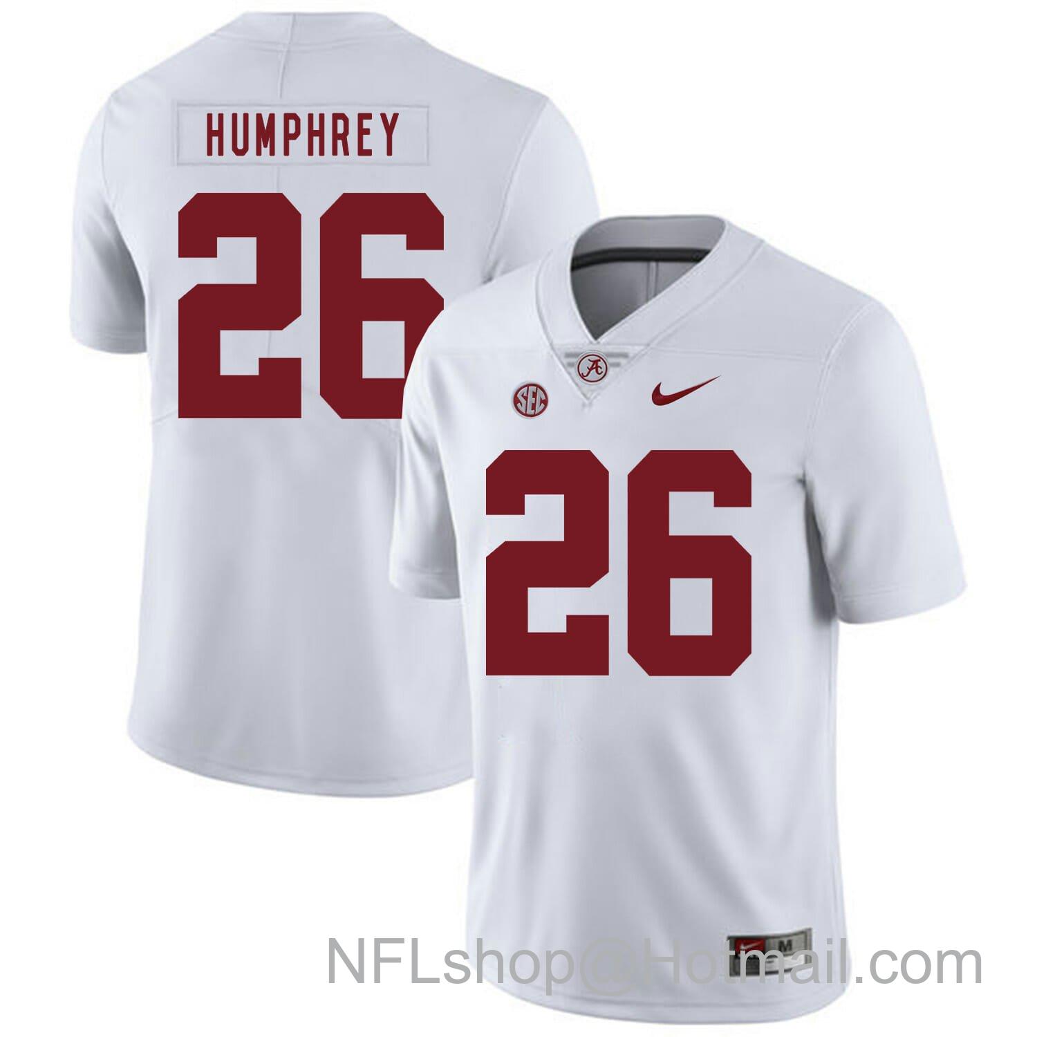 Men's Nike Alabama Crimson Tide #26 Marlon Humphrey College Football Jersey White