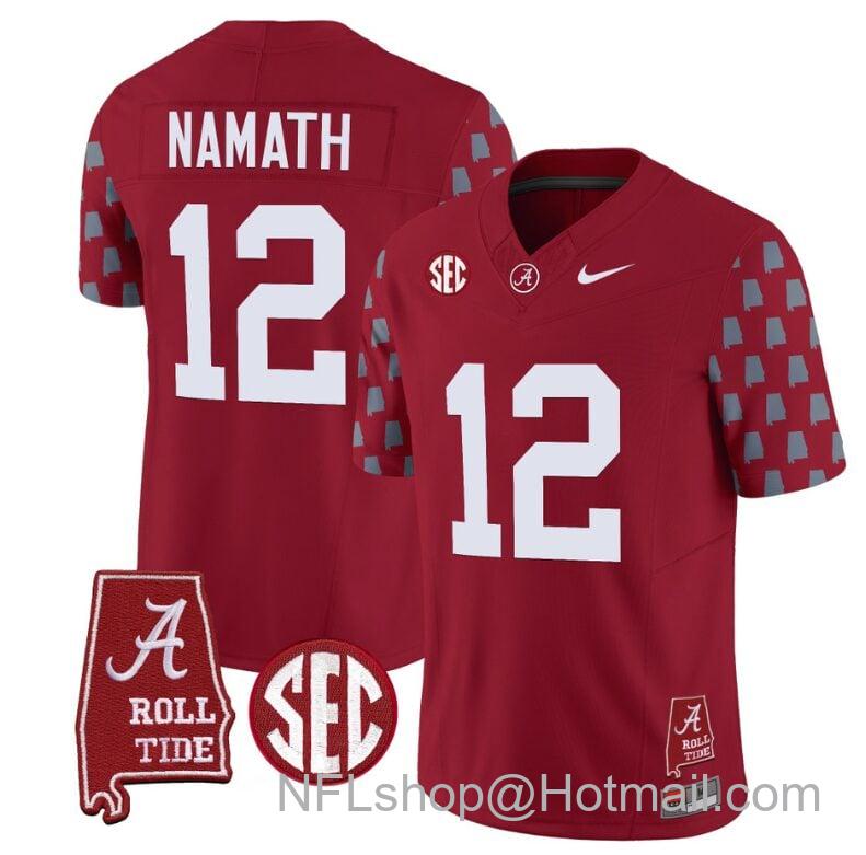 Men's Nike Joe Namath Jersey #12 Alabama Crimson Tide Vapor College Football Limited Stitched Crimson