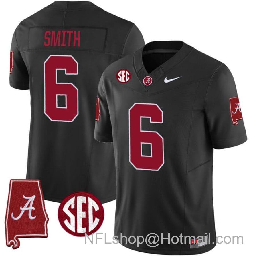 Men's Nike DeVonta Smith Jersey #6 Alabama Crimson Tide Vapor Stitched Football Alabama Map Black