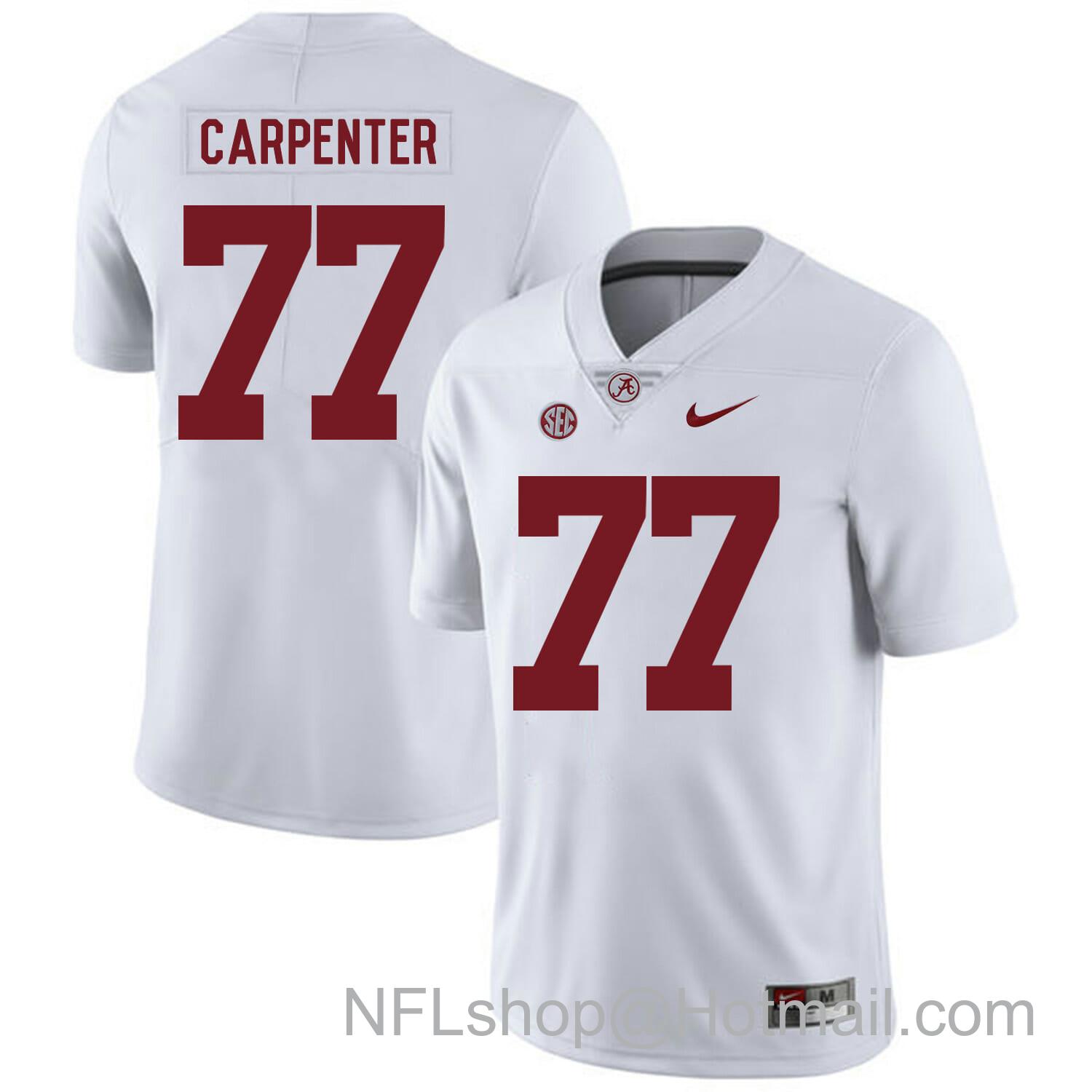 Men's Nike Alabama Crimson Tide #77 James Carpenter College Football Jersey White