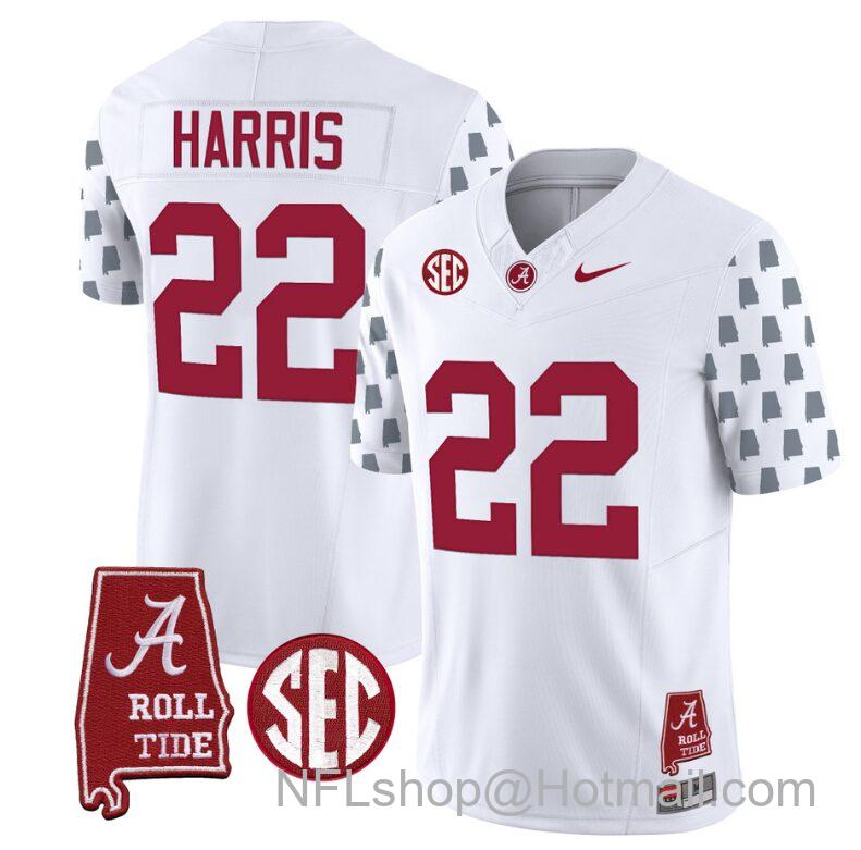 Men's Nike Najee Harris Jersey #22 Alabama Crimson Tide Vapor College Football Limited Stitched White