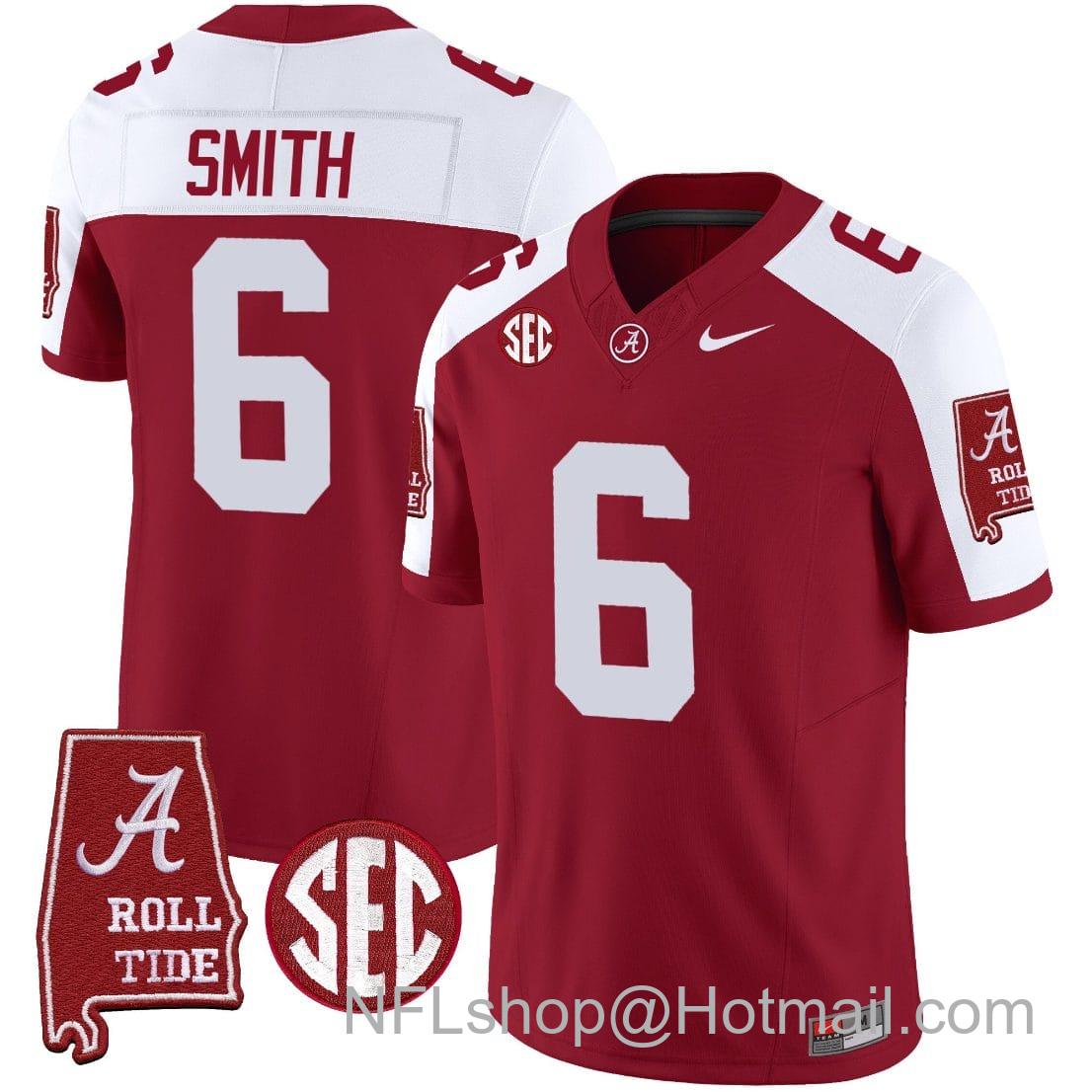 Men's Nike DeVonta Smith Jersey #6 Alabama Crimson Tide Vapor Limited Football Alabama Map Crimson Alternate