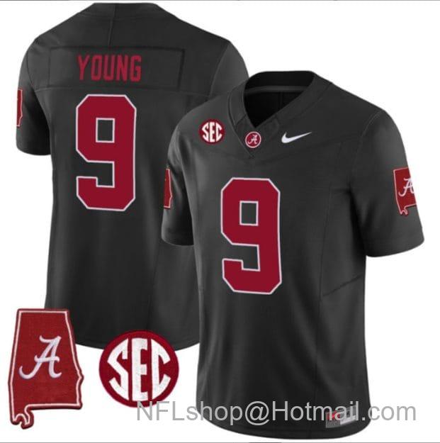 Men's Nike Bryce Young Jersey #9 Alabama Crimson Tide Vapor Stitched Football Alabama Map Black