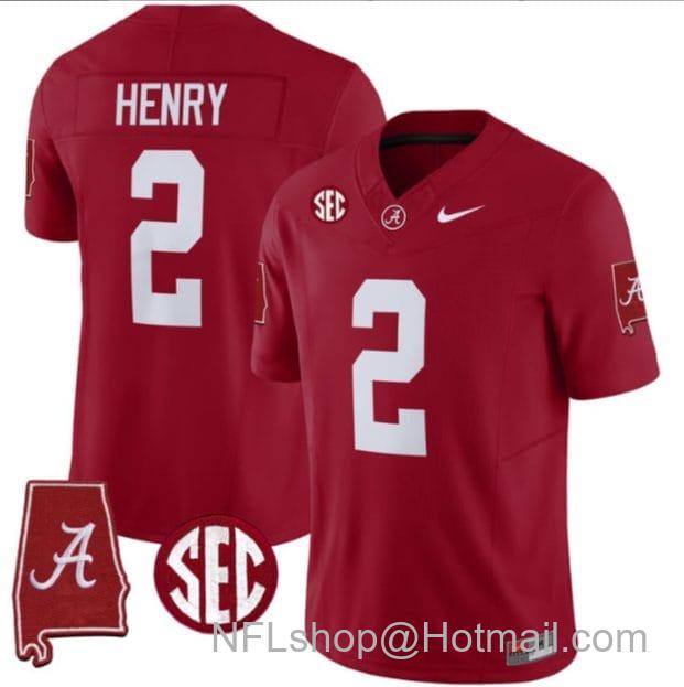 Men's Nike Derrick Henry Jersey #2 Alabama Crimson Tide Vapor Stitched Football Alabama Map Crimson