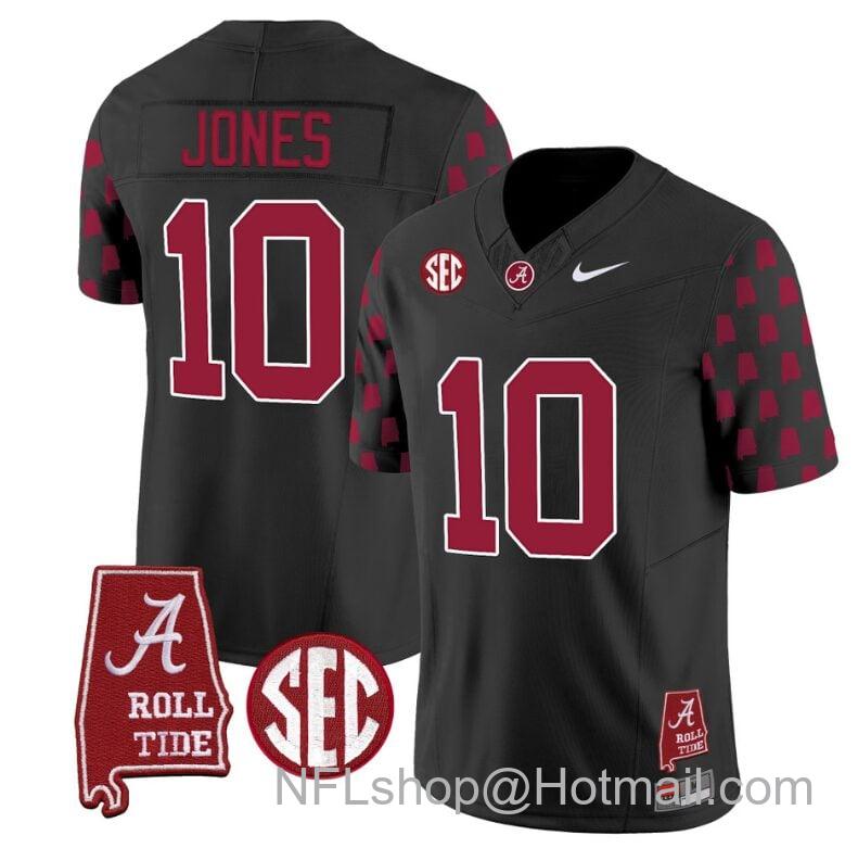 Men's Nike Mac Jones Jersey #10 Alabama Crimson Tide Vapor College Football Limited Stitched Black