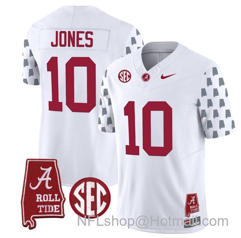 Men's Nike Mac Jones Jersey #10 Alabama Crimson Tide Vapor College Football Limited Stitched White