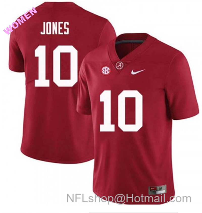 Women's Nike Alabama Crimson Tide #10 Mac Jones Football Jersey Red