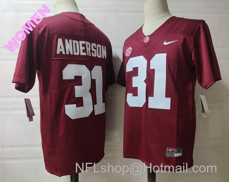 Women's Nike Alabama Crimson Tide #31 Anderson NCAA Football Jersey Red