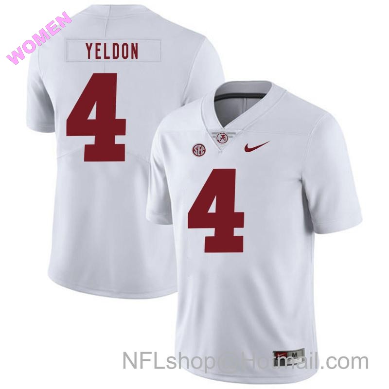 Women's Nike Alabama Crimson Tide #4 TJ Yeldon College Football Jersey White