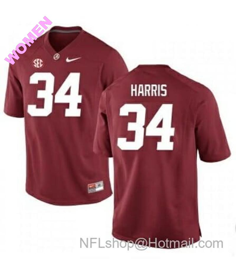 Women's Nike Alabama Crimson Tide #34 Damien Harris NCAA Football Jersey Red