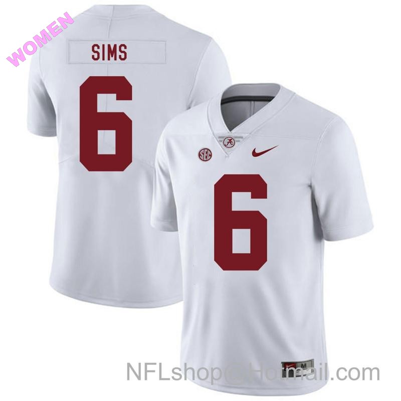 Women's Nike Alabama Crimson Tide #6 Blake Sims College Football Jersey White