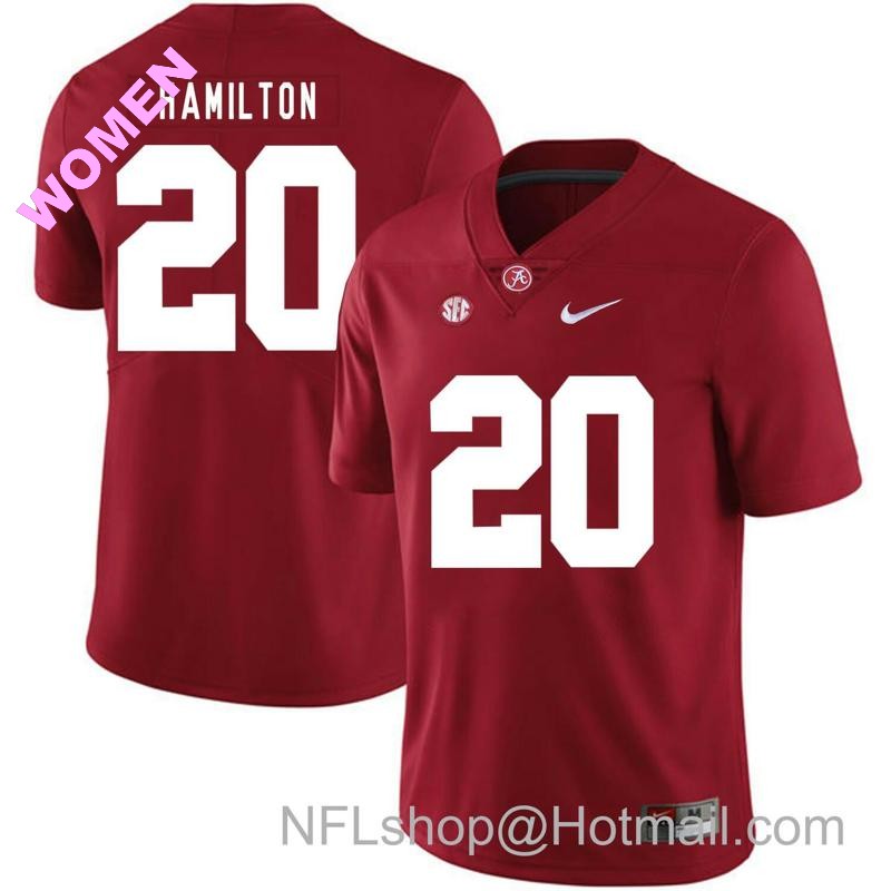 Women's Nike Alabama Crimson Tide #20 Shaun Dion Hamilton Football Jersey Red