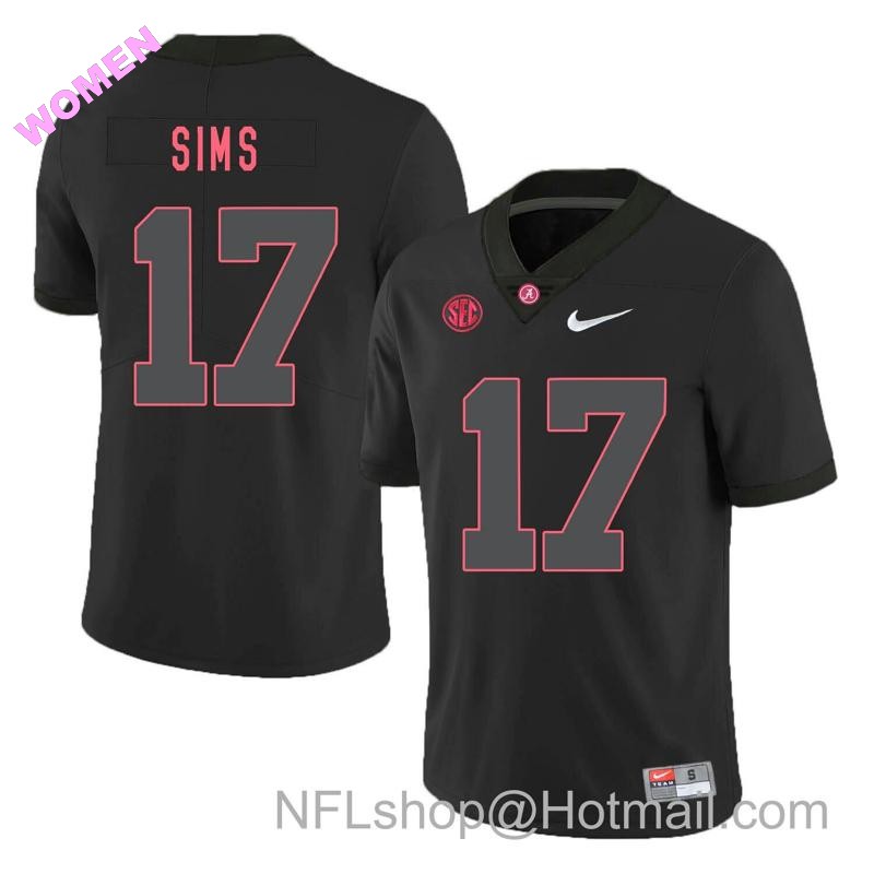 Women's Nike Alabama Crimson Tide #17 Cam Sims College Football Jersey Black