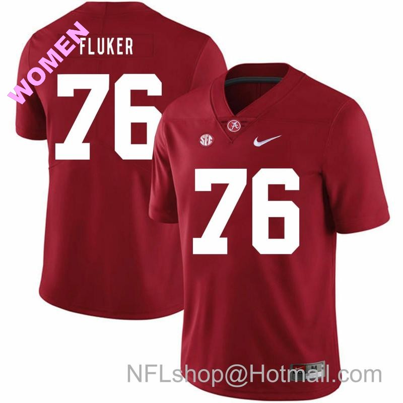 Women's Nike Alabama Crimson Tide #76 D.J. Fluker College Football Jersey Red