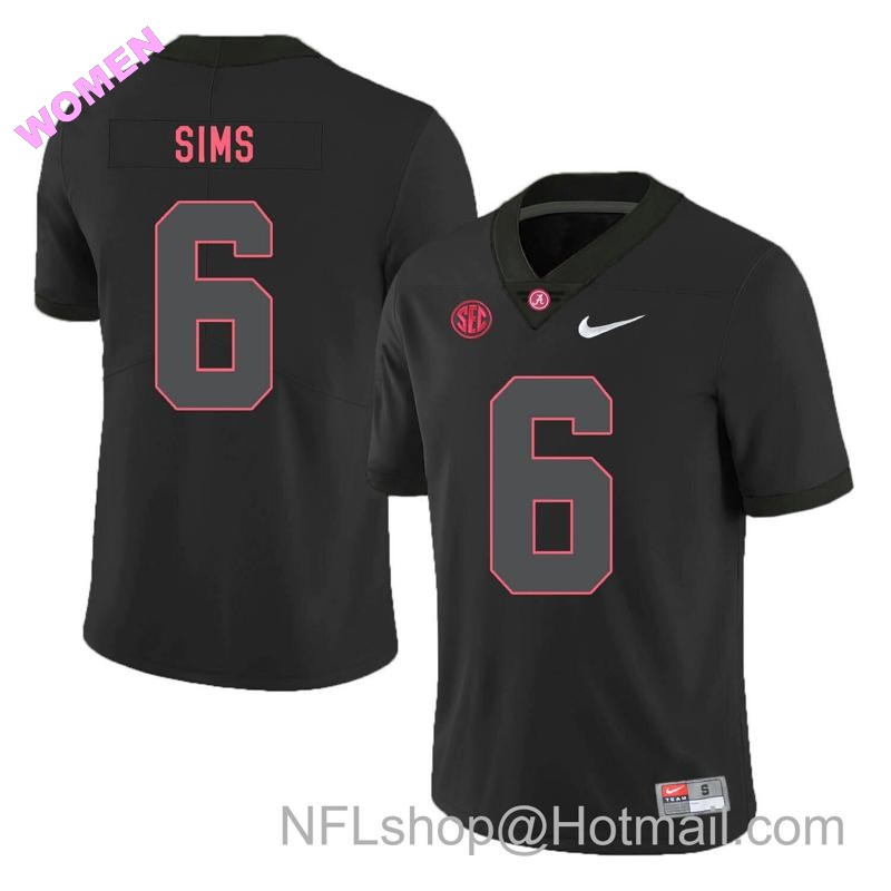 Women's Nike Alabama Crimson Tide #6 Blake Sims College Football Jersey Black