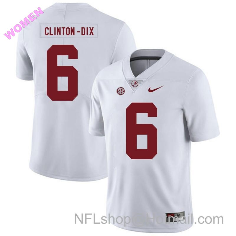 Women's Nike Alabama Crimson Tide #6 Clinton Dix College Football Jersey White