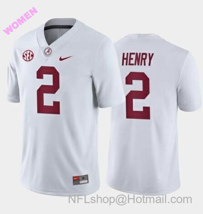 Women's Nike Alabama Crimson Tide #2 Derrick Henry Color Stitched Jersey White