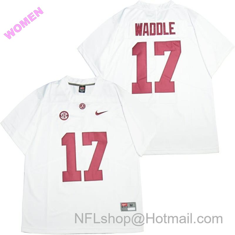 Women's Nike Alabama Crimson Tide #17 Jaylen Waddle College Football Jersey White