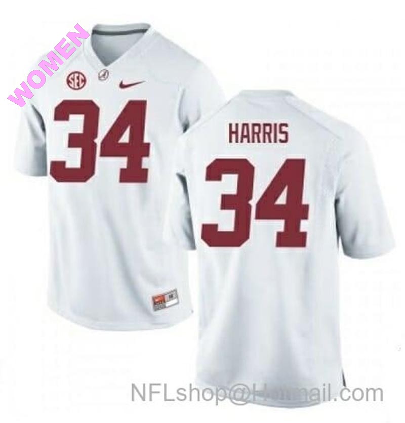 Women's Nike Alabama Crimson Tide #34 Damien Harris NCAA Football Jersey White