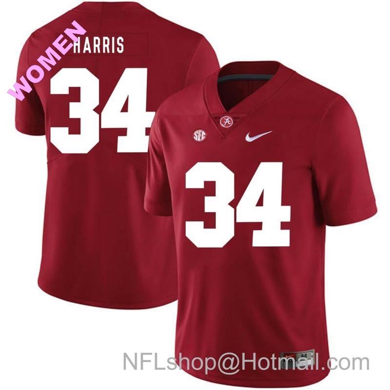 Women's Nike Alabama Crimson Tide #34 Damien Harris College Football Jersey Red