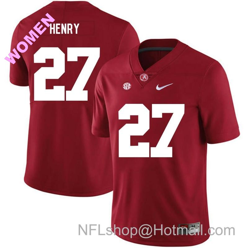 Women's Nike Alabama Crimson Tide #27 Derrick Henry College Football Jersey Red