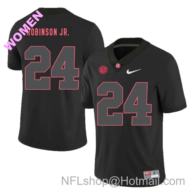 Women's Nike Alabama Crimson Tide #24 Brian Robinson Jr. Football Jersey Black