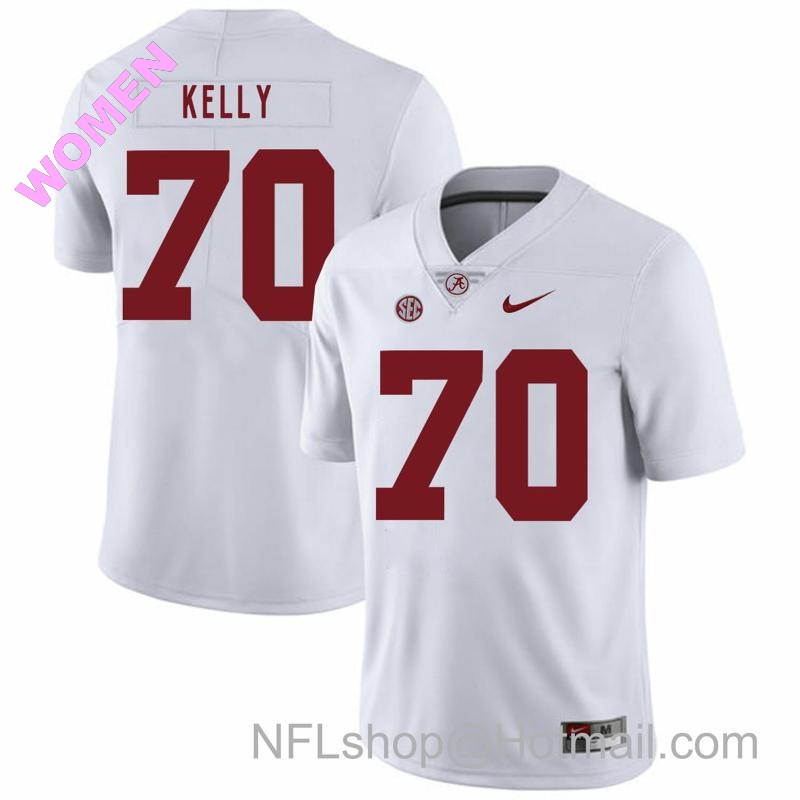 Women's Nike Alabama Crimson Tide #70 Ryan Kelly College Football Jersey White