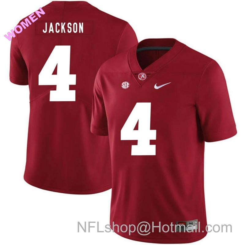 Women's Nike Alabama Crimson Tide #4 Eddie Jackson College Football Jersey Red