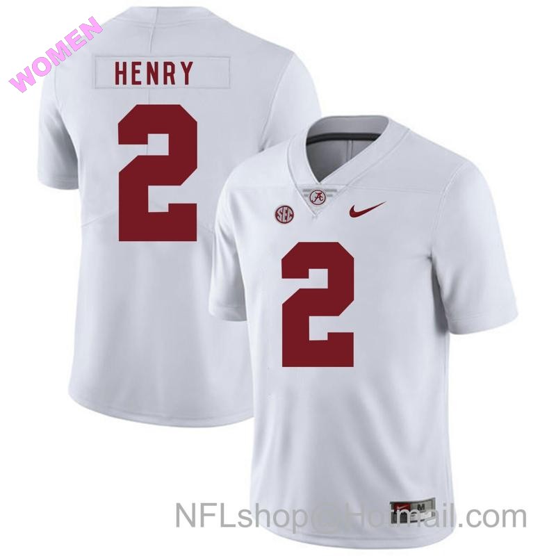 Women's Nike Alabama Crimson Tide #2 Derrick Henry College Football Jersey White