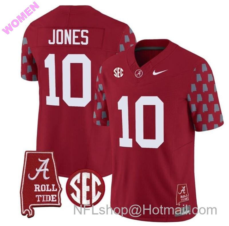 Women's Nike Mac Jones Jersey #10 Alabama Crimson Tide Vapor College Football Limited Stitched Crimson