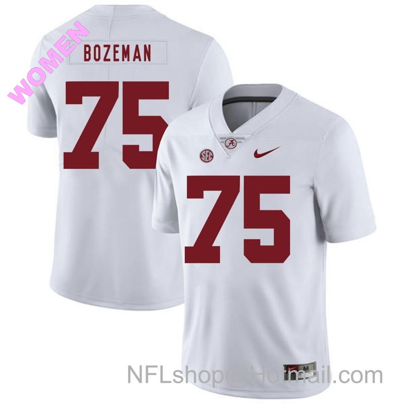 Women's Nike Alabama Crimson Tide #75 Bradley Bozeman College Football Jersey White