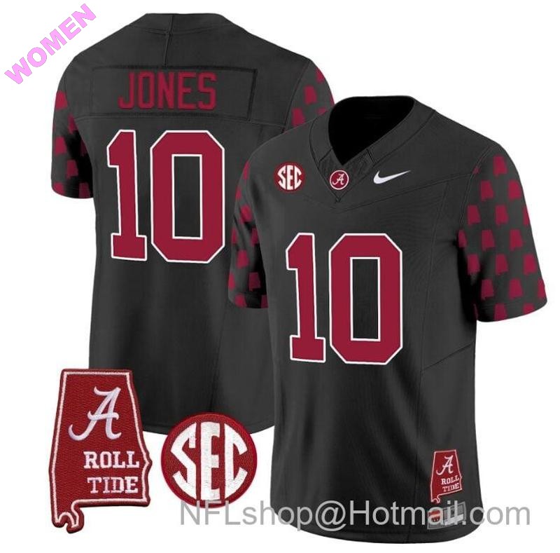 Women's Nike Mac Jones Jersey #10 Alabama Crimson Tide Vapor College Football Limited Stitched Black