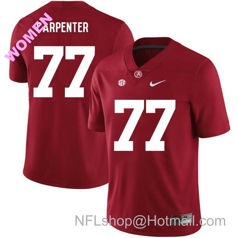 Women's Nike Alabama Crimson Tide #77 James Carpenter College Football Jersey Red