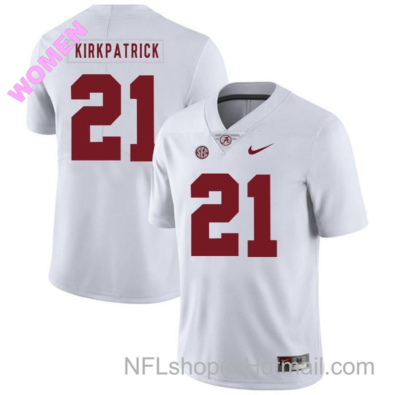 Women's Nike Alabama Crimson Tide #21 Dre Kirkpatrick College Football Jersey White