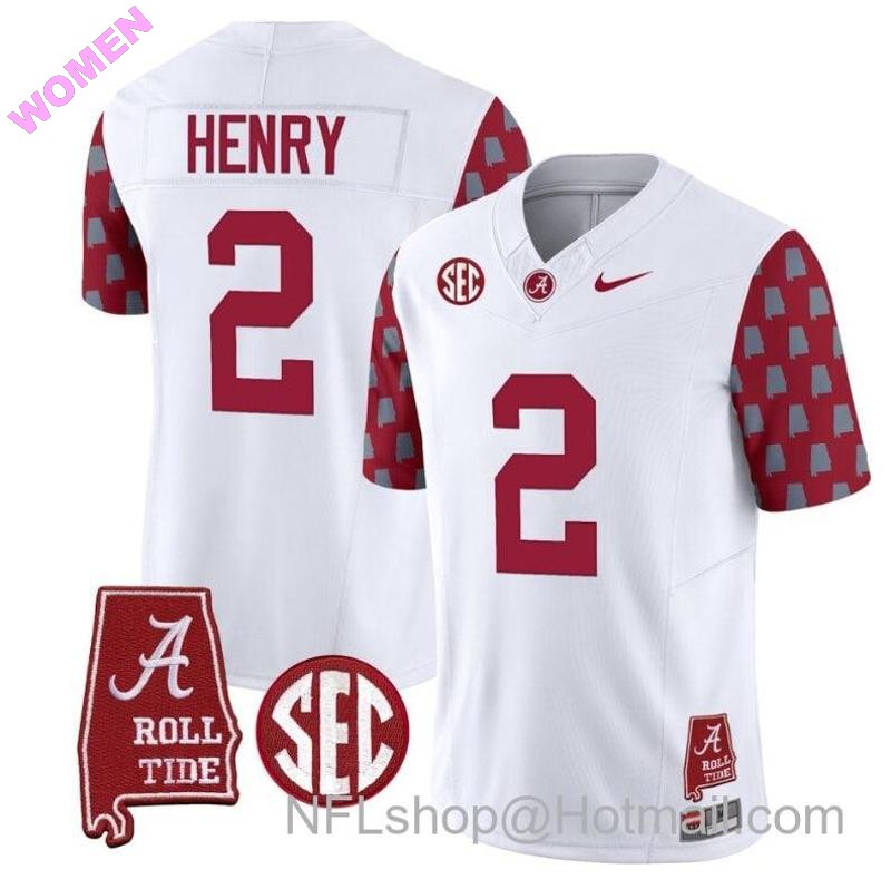 Women's Nike Derrick Henry Jersey #2 Alabama Crimson Tide Vapor College Football Limited Stitched Crimson Sleeves