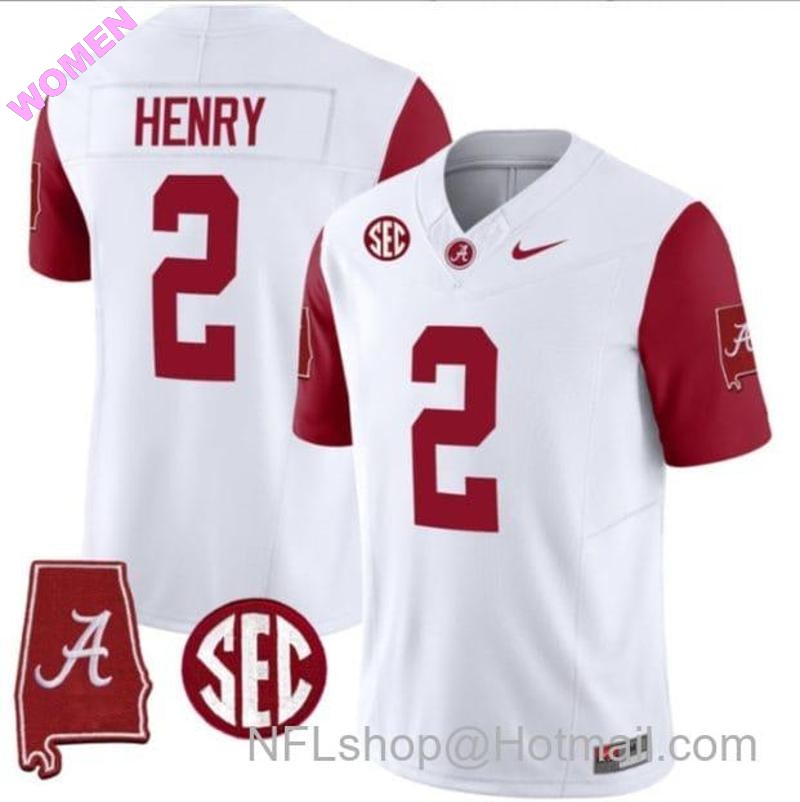 Women's Nike Derrick Henry Jersey #9 Alabama Crimson Tide Vapor Stitched Football Alabama Map Crimson Sleeves