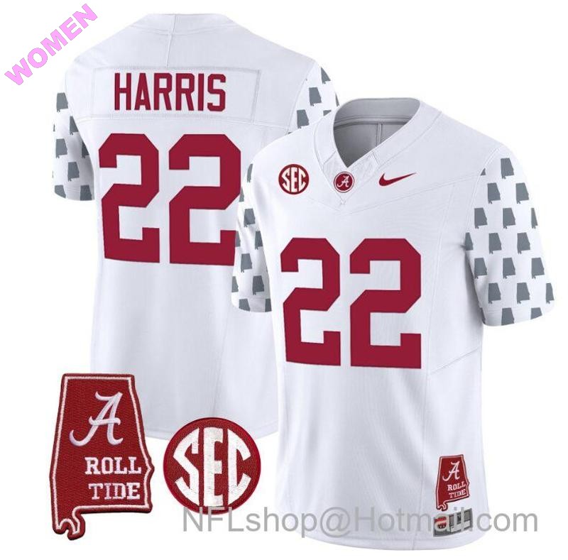 Women's Nike Najee Harris Jersey #22 Alabama Crimson Tide Vapor College Football Limited Stitched White