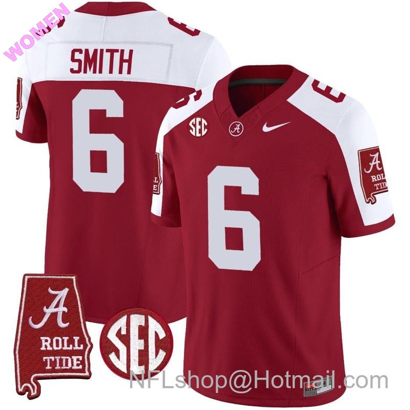 Women's Nike DeVonta Smith Jersey #6 Alabama Crimson Tide Vapor Limited Football Alabama Map Crimson Alternate