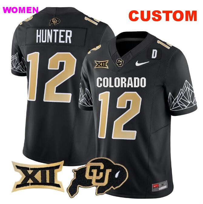 Women's Colorado Buffaloes ACTIVE PLAYER Custom Black 2024 F.U.S.E. With Big 12 XII Patch Stitched Football Jersey(Run Small)